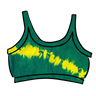 Drawing of Thunderpants Longline Bra in Lightning Bolt Hand Dye - blue/green with yellow stripe.