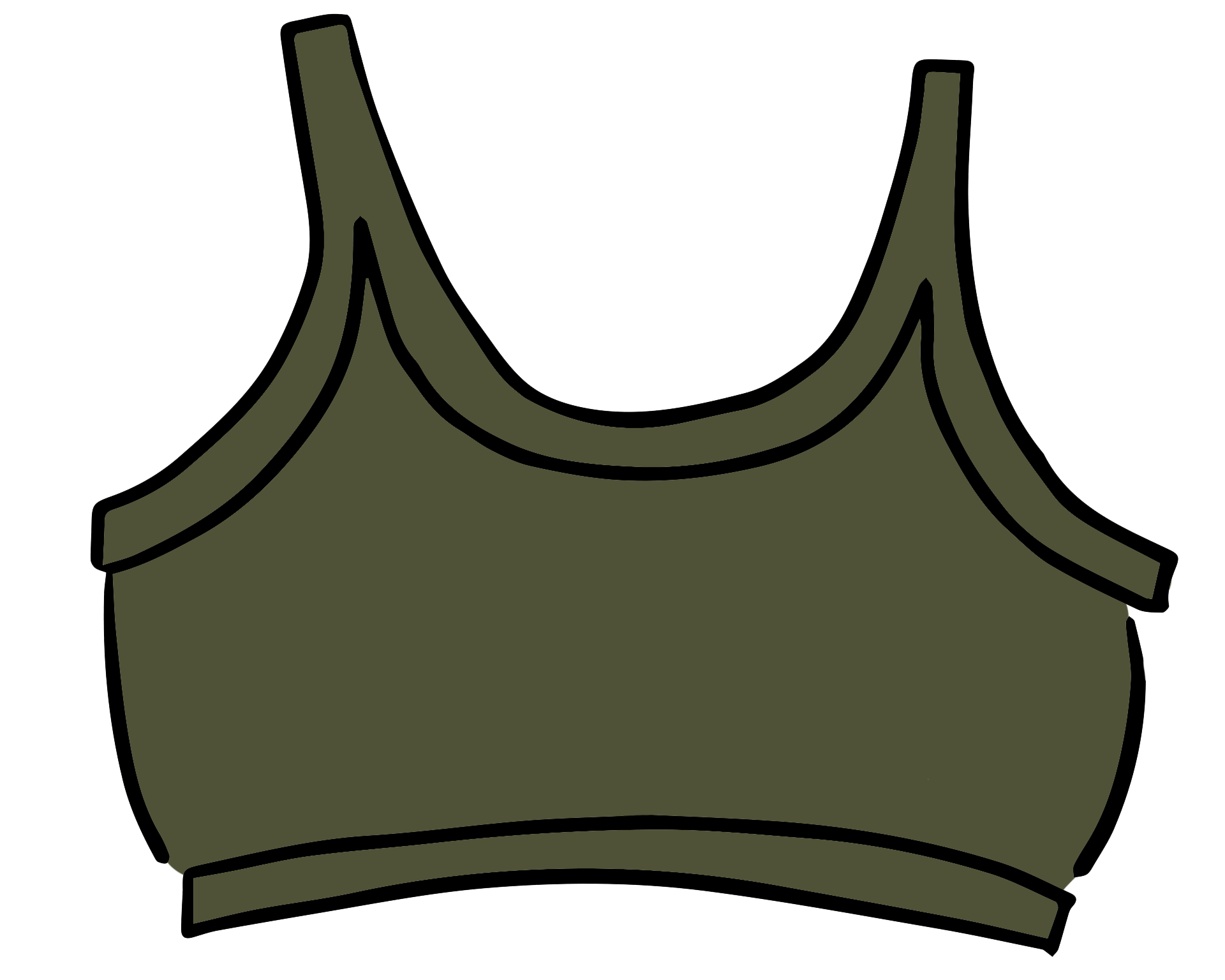 Drawing of Thunderpants Longline Bra in Pickled Green.