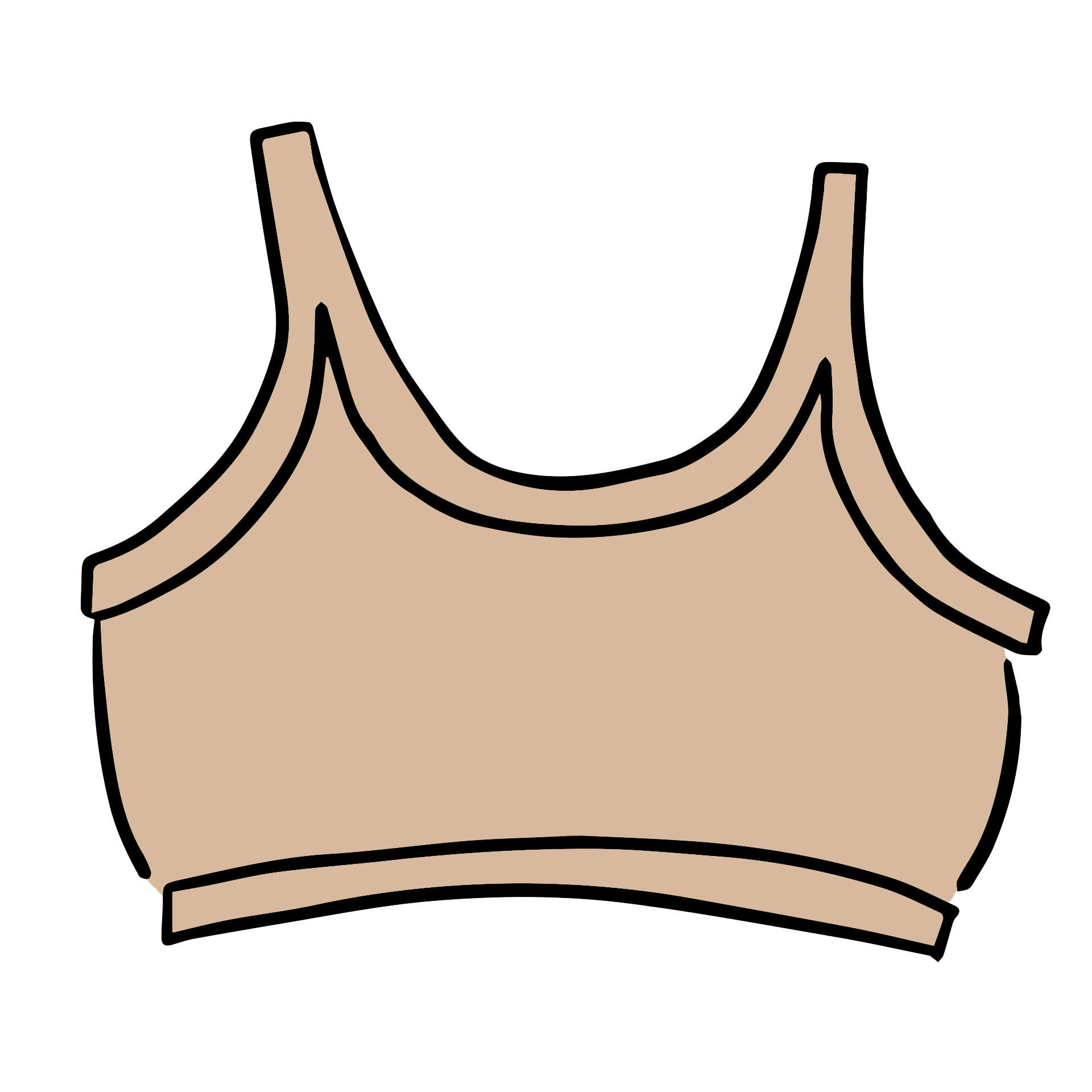 Drawing of Thunderpants Longline Bra in Pine Nut - lighter tan color.