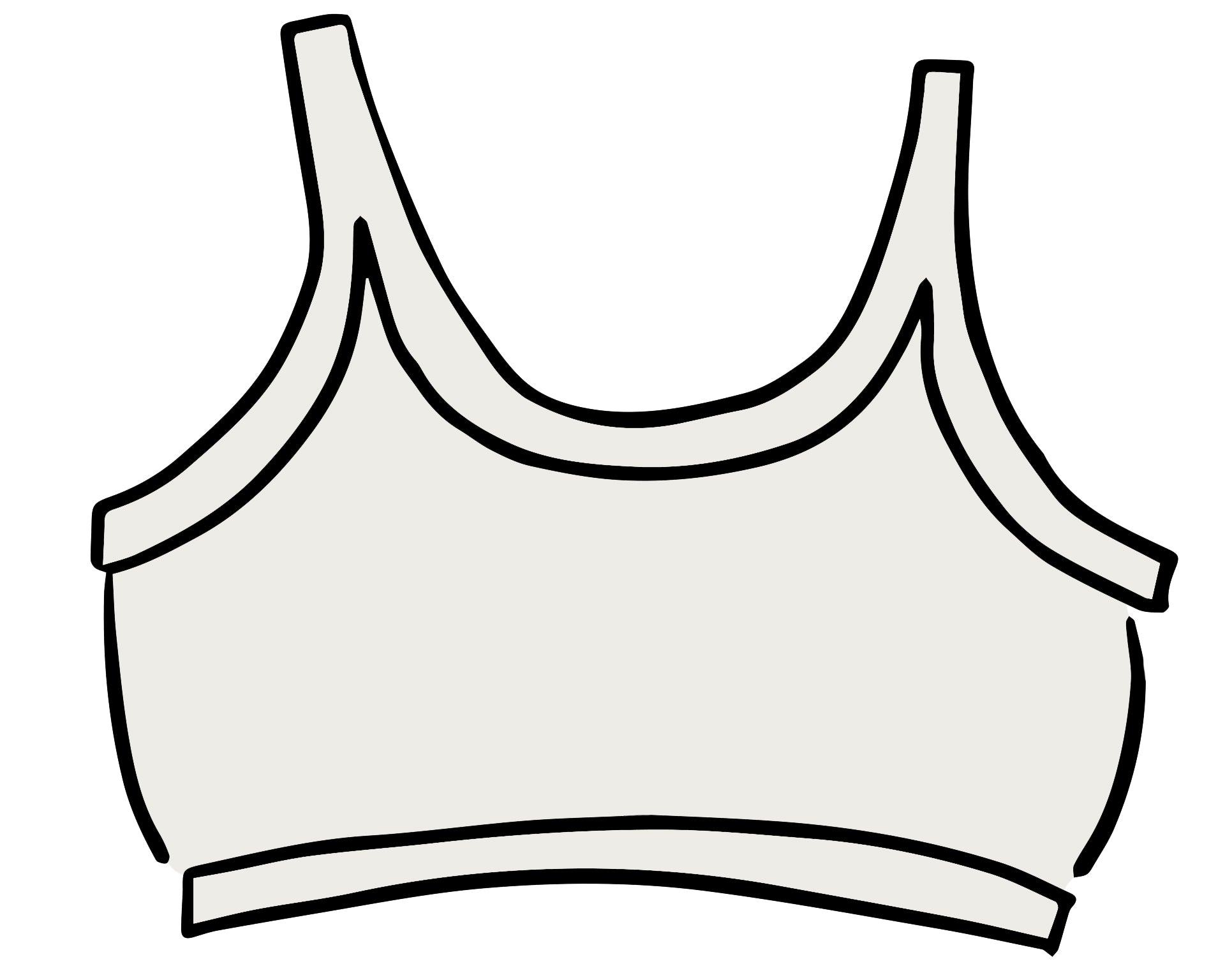 Drawing of Thunderpants organic cotton Longline Bra in Plain Vanilla.