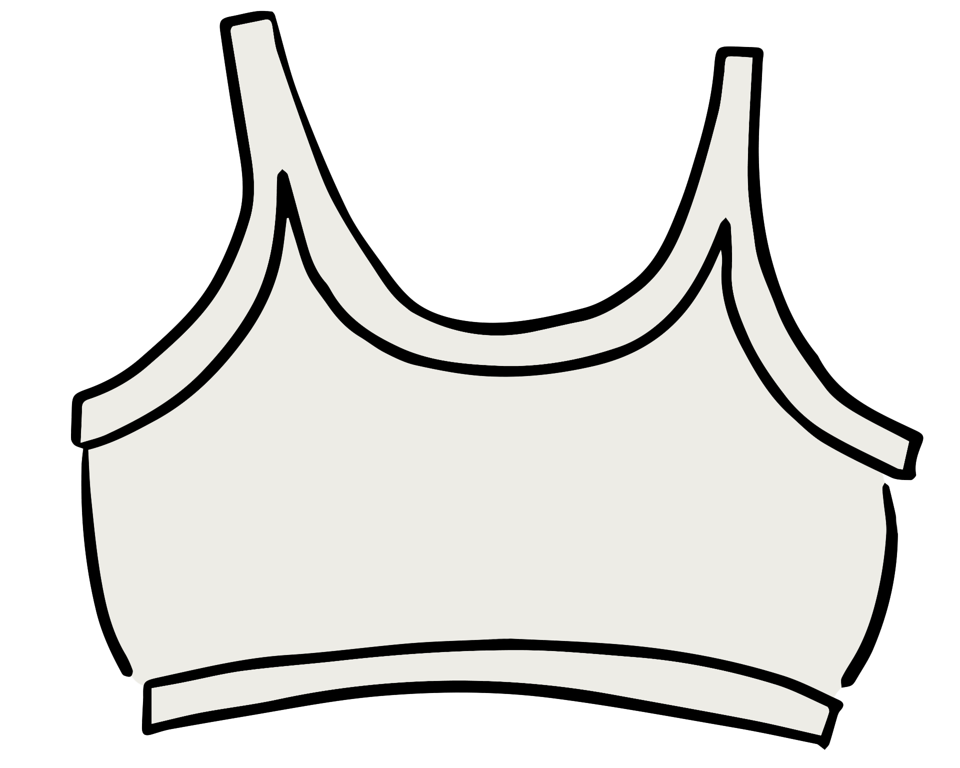 Drawing of Thunderpants Longline Bra in Plain Vanilla.