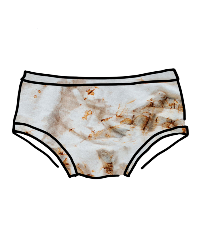 Drawing of Thunderpants Hipster style underwear in Mineral Rust Dye.
