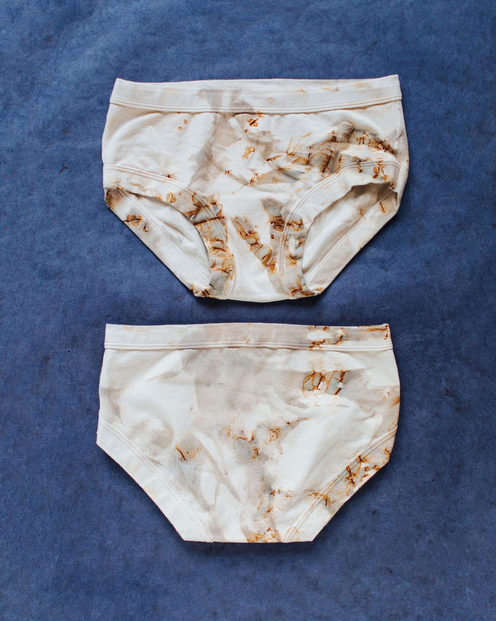 Flat lay of Thunderpants Hipster style underwear in Mineral Rust Dye.