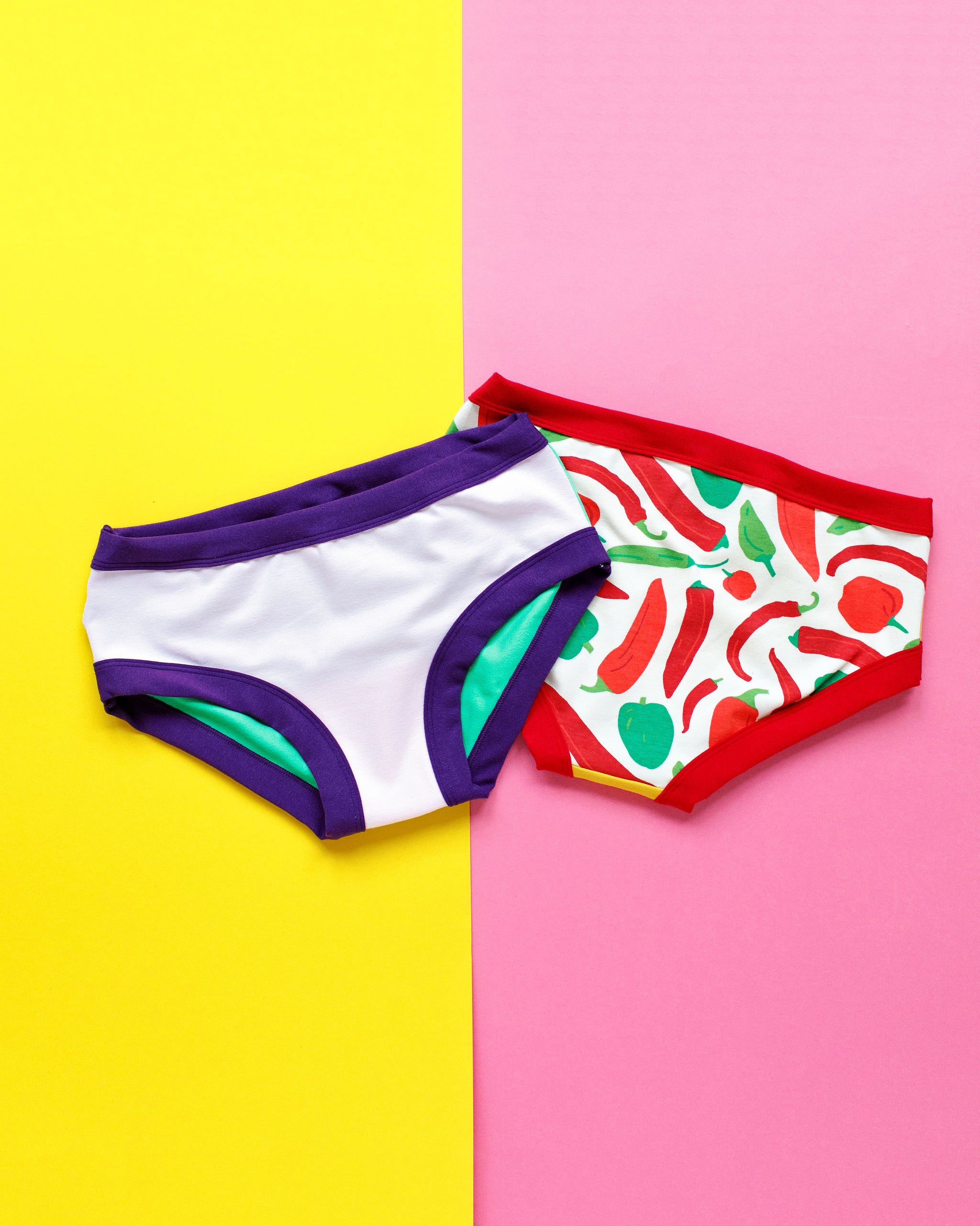 Flat lay of Thunderpants Hipster style underwear - combination of different solids and prints.