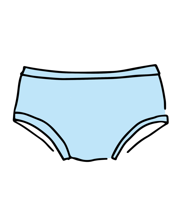 Drawing of Thunderpants Hipster style underwear in Morning Mist color - a light blue.