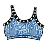 Drawing of Thunderpants Longline Bra in Octopants print - light blue with dark blue octopuses.