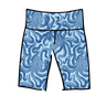 Drawing of Thunderpants Bike Shorts in Octo-Pants print - dark blue octopus on light blue fabric.