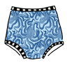 Drawing of Thunderpants Sky Rise style underwear in Octo-Pants print - dark blue octopus on light blue fabric.