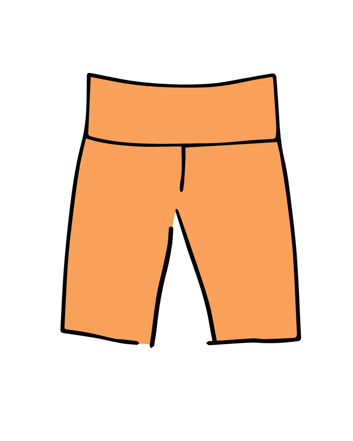 Drawing of Thunderpants Bike Shorts in Orange Sherbet.