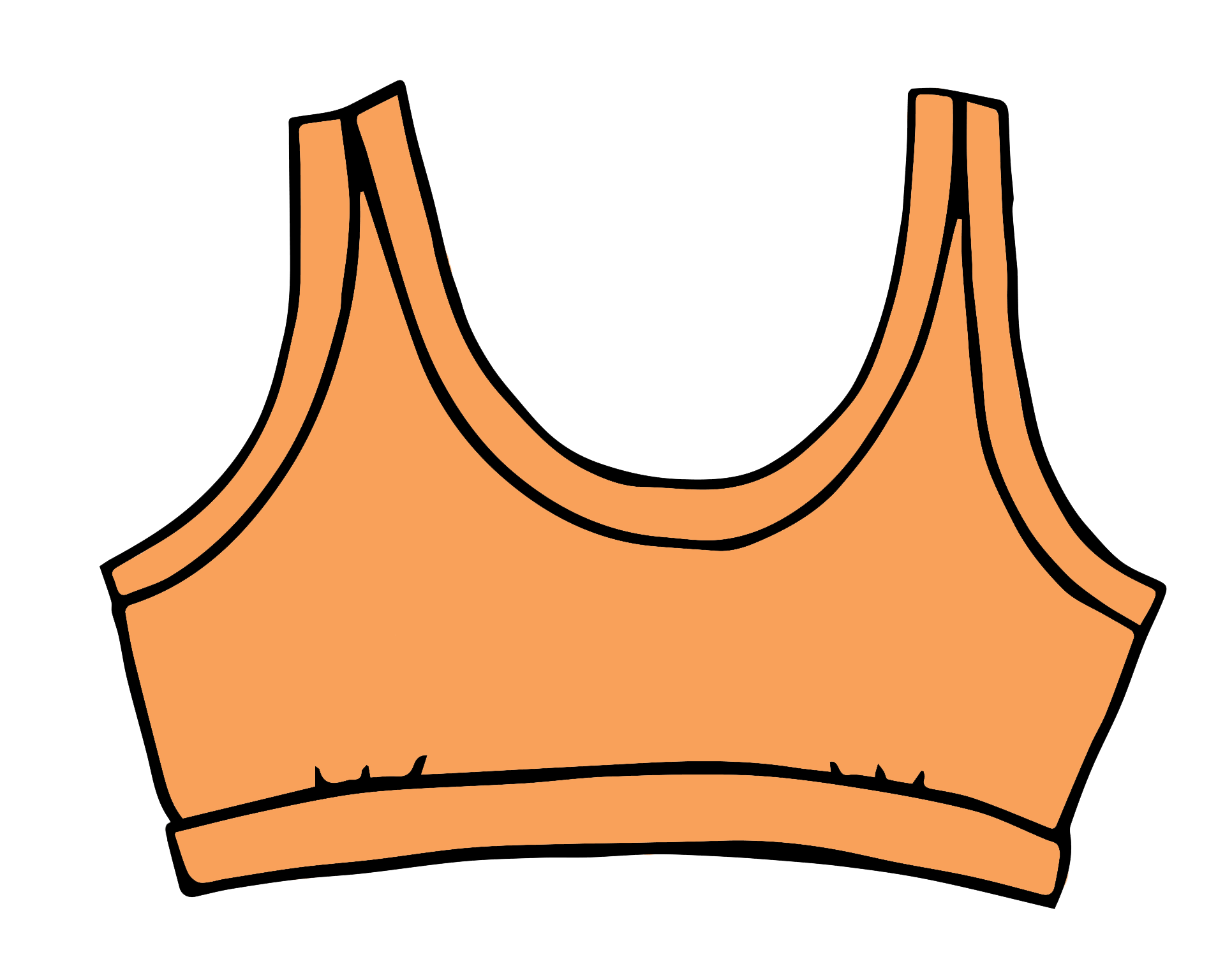 Drawing of Thunderpants Bralette in Orange Sherbet.