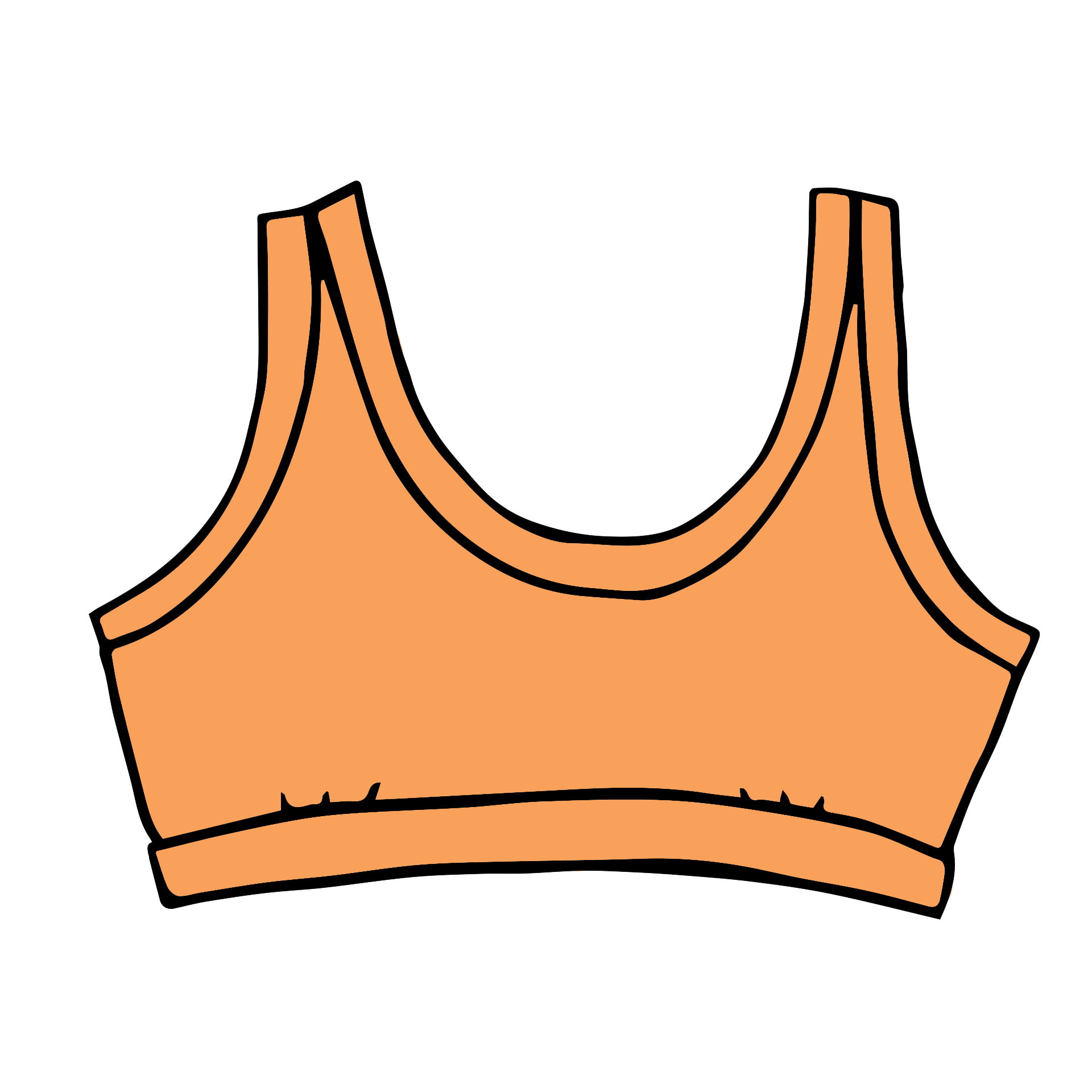 Drawing of Thunderpants Bralette in Orange Sherbet.
