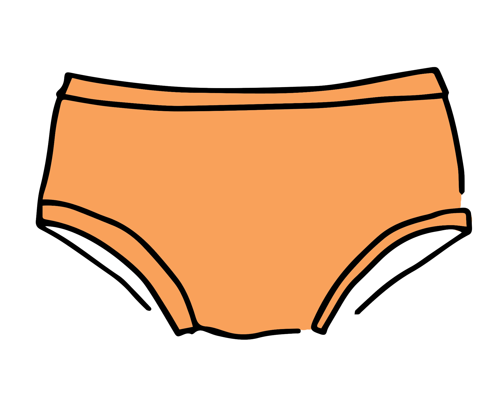 Drawing of Thunderpants Hipster style underwear in Orange Sherbet.