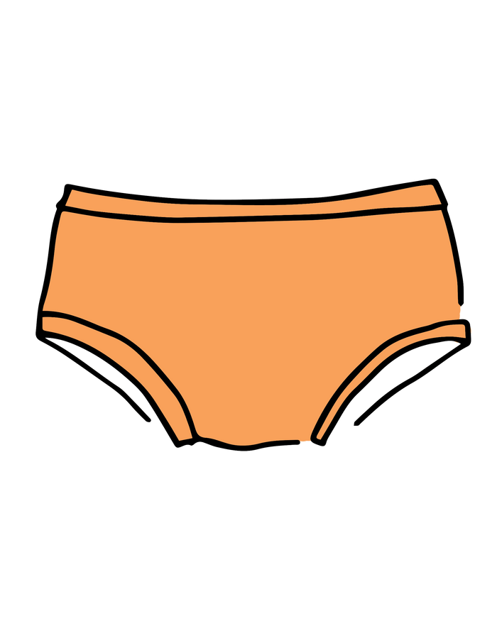 Drawing of Thunderpants Hipster style underwear in Orange Sherbet.