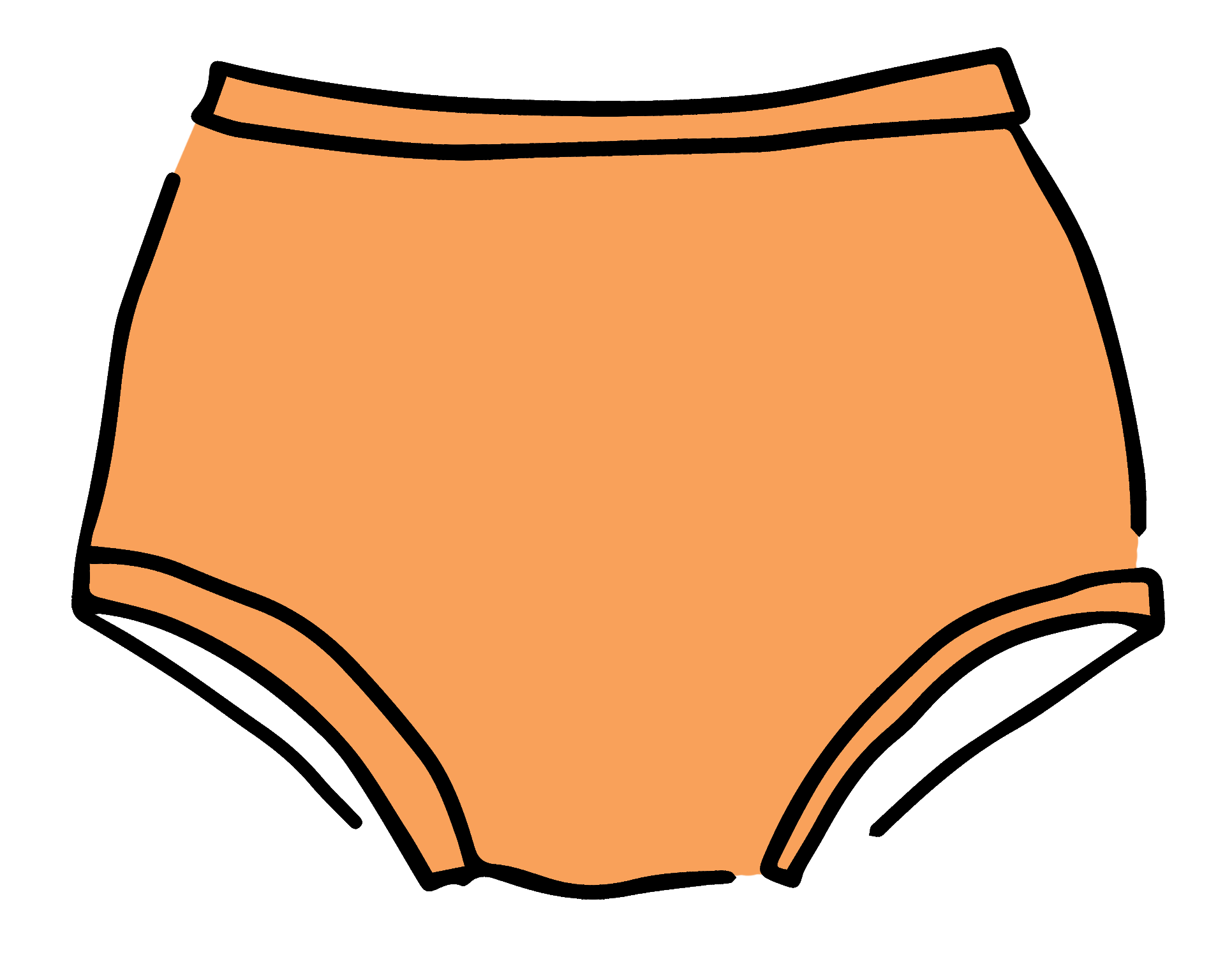 Drawing of Thunderpants Original style underwear in Orange Sherbet.