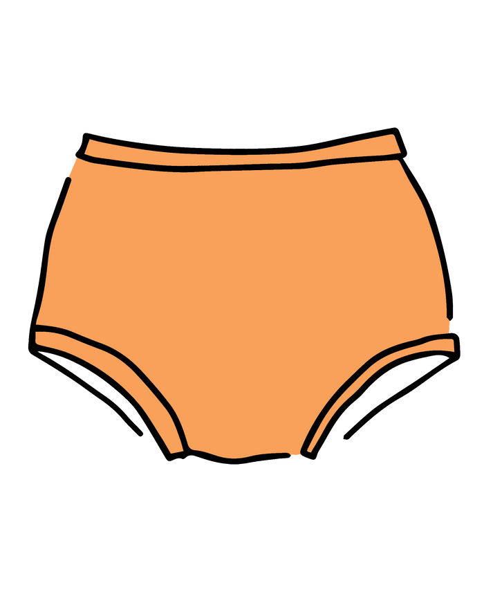 Drawing of Thunderpants Original style underwear in Orange Sherbet.