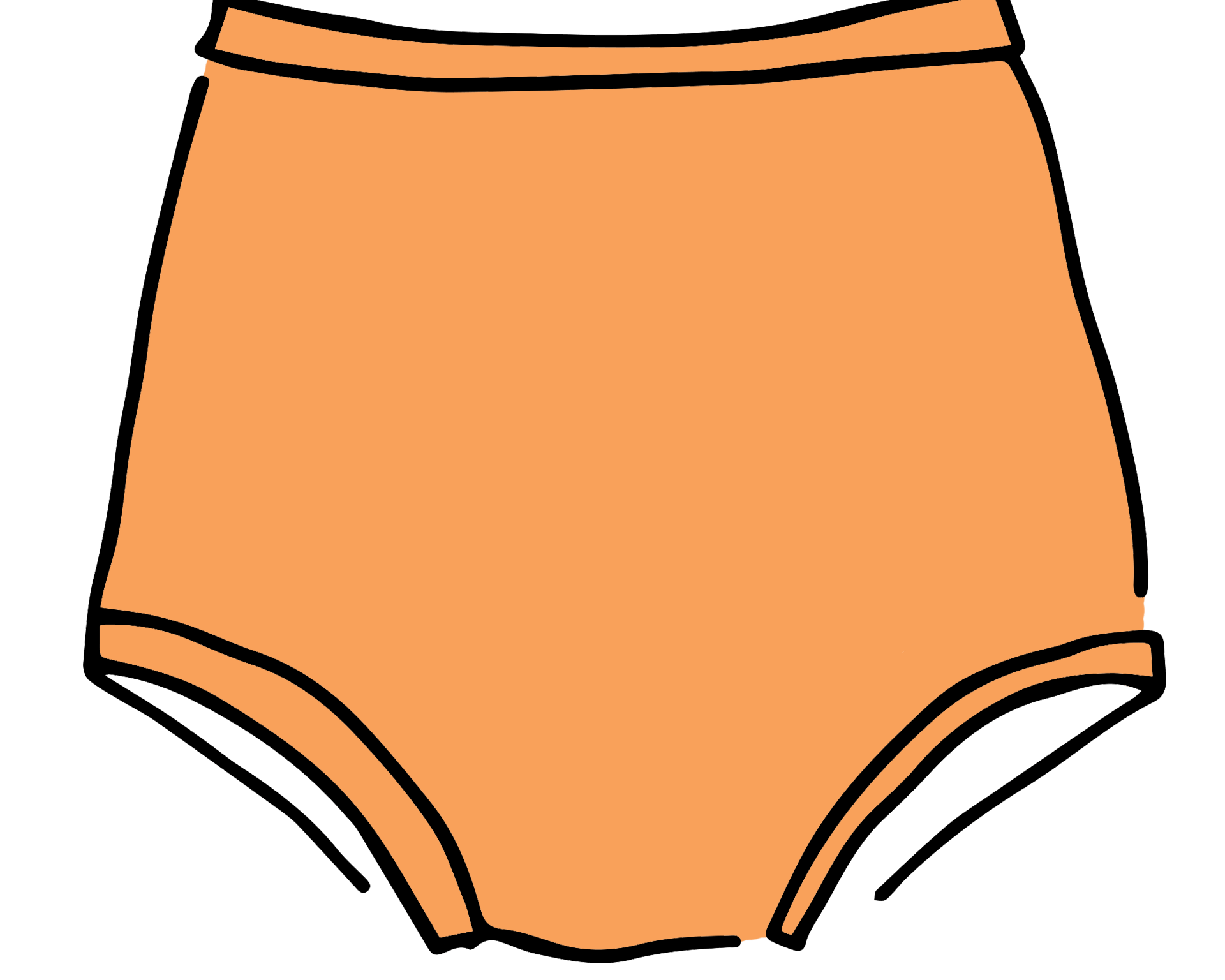 Drawing of Thunderpants Sky Rise style underwear in Orange Sherbet.