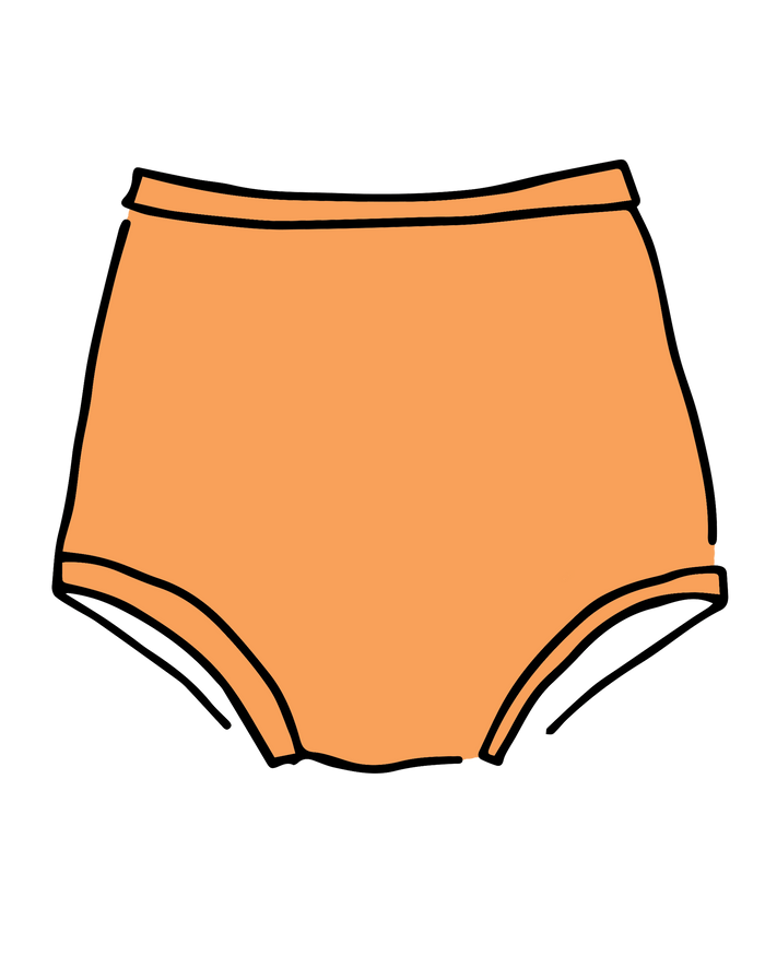 Drawing of Thunderpants Sky Rise style underwear in Orange Sherbet.