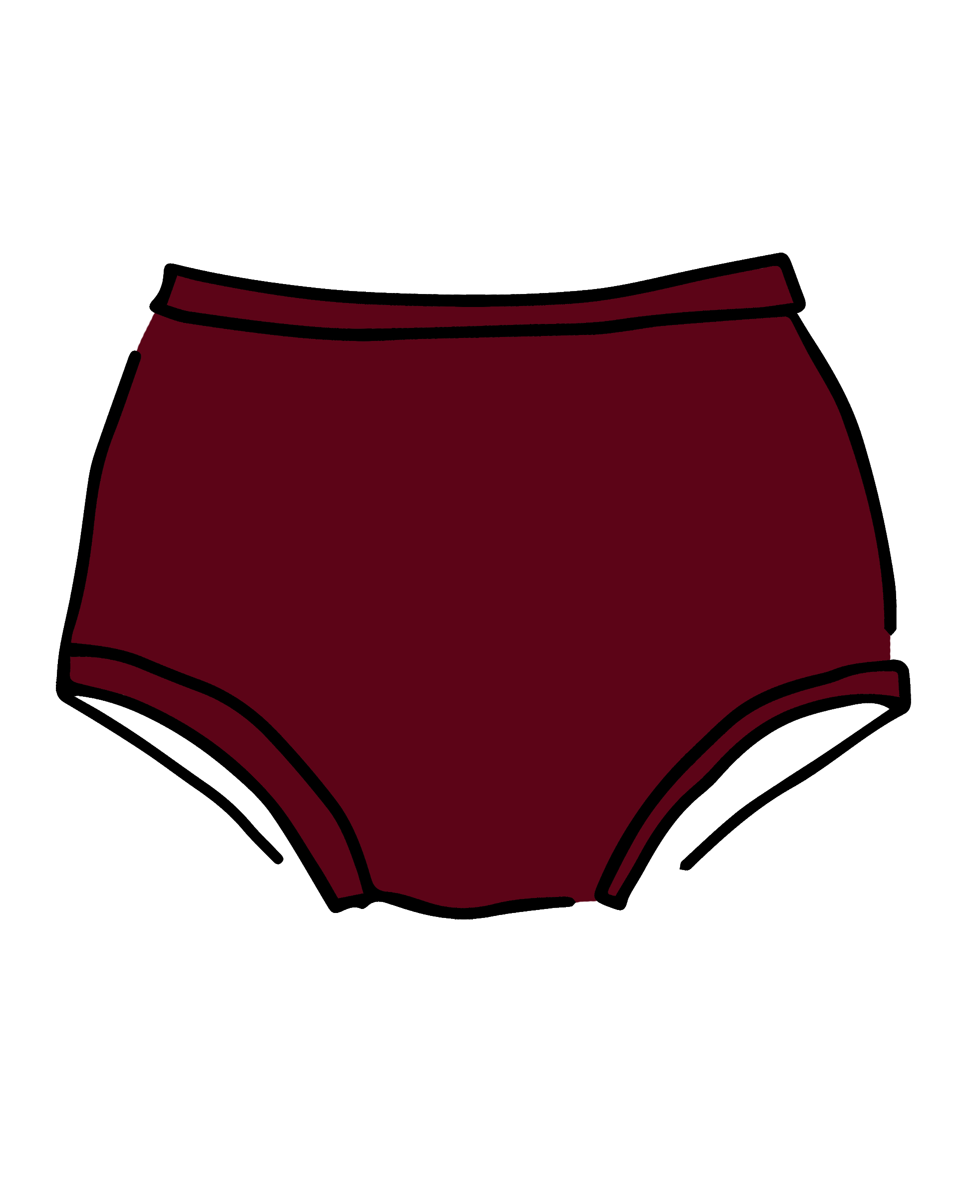 Drawing of Thunderpants Original style underwear in Cabern-YAY - a deep wine red color.