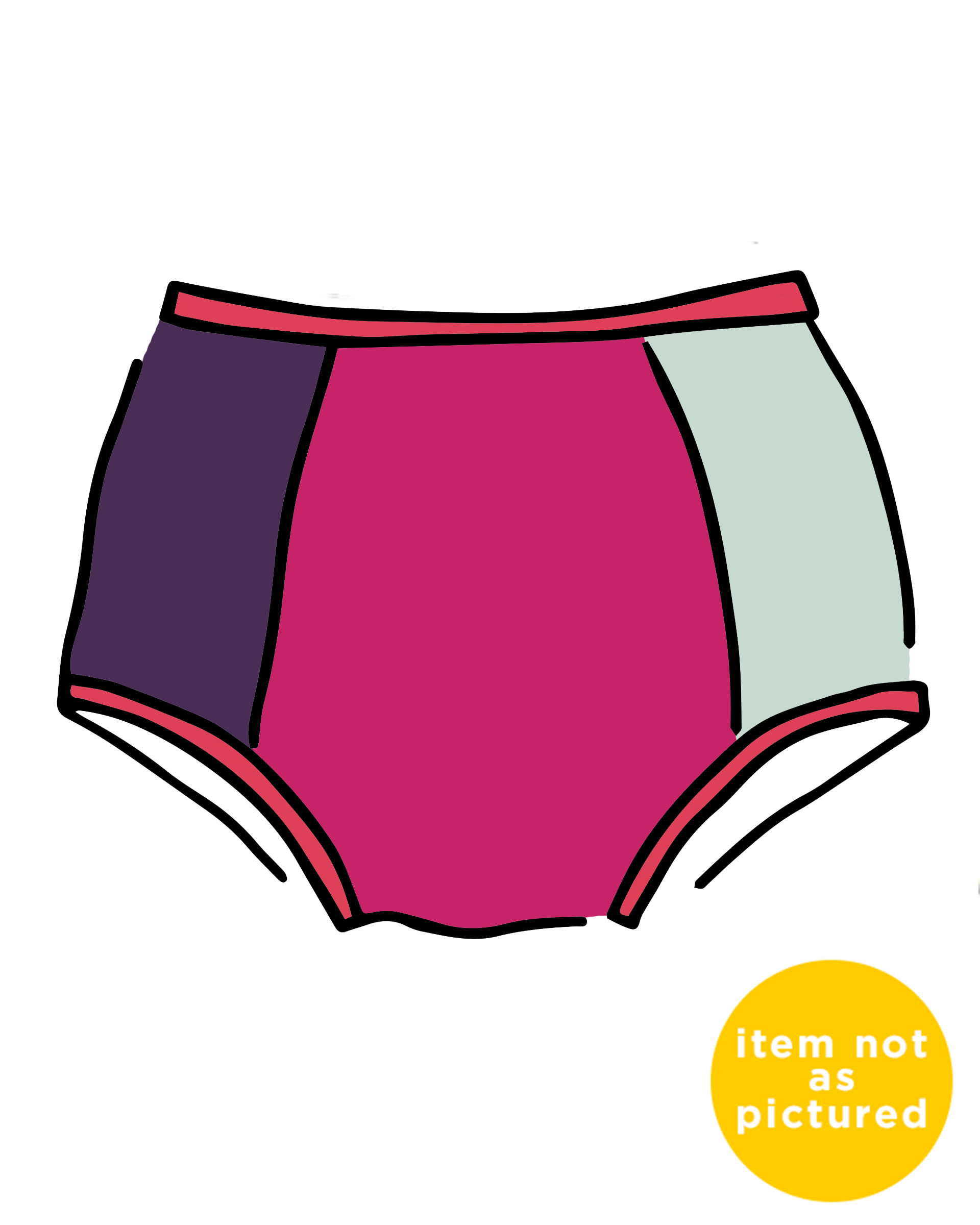 Drawing of Thunderpants Panel Pants Original style underwear in Color Block Scraps - various solid colors.