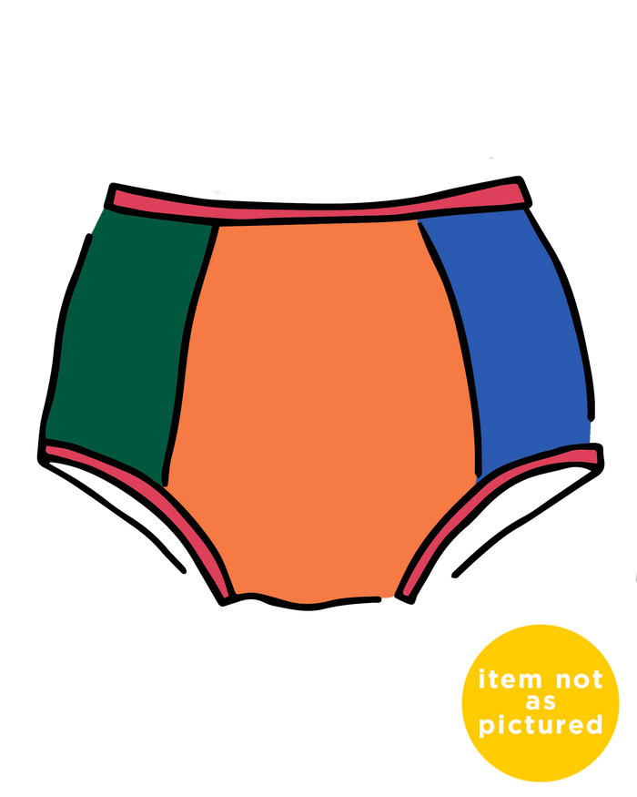 Drawing of Thunderpants Panel Pants Original style underwear in Color Block Scraps - various solid colors.