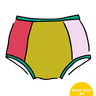 Drawing of Thunderpants Original style underwear in Original Color Block Panel Pants - different solid colors.