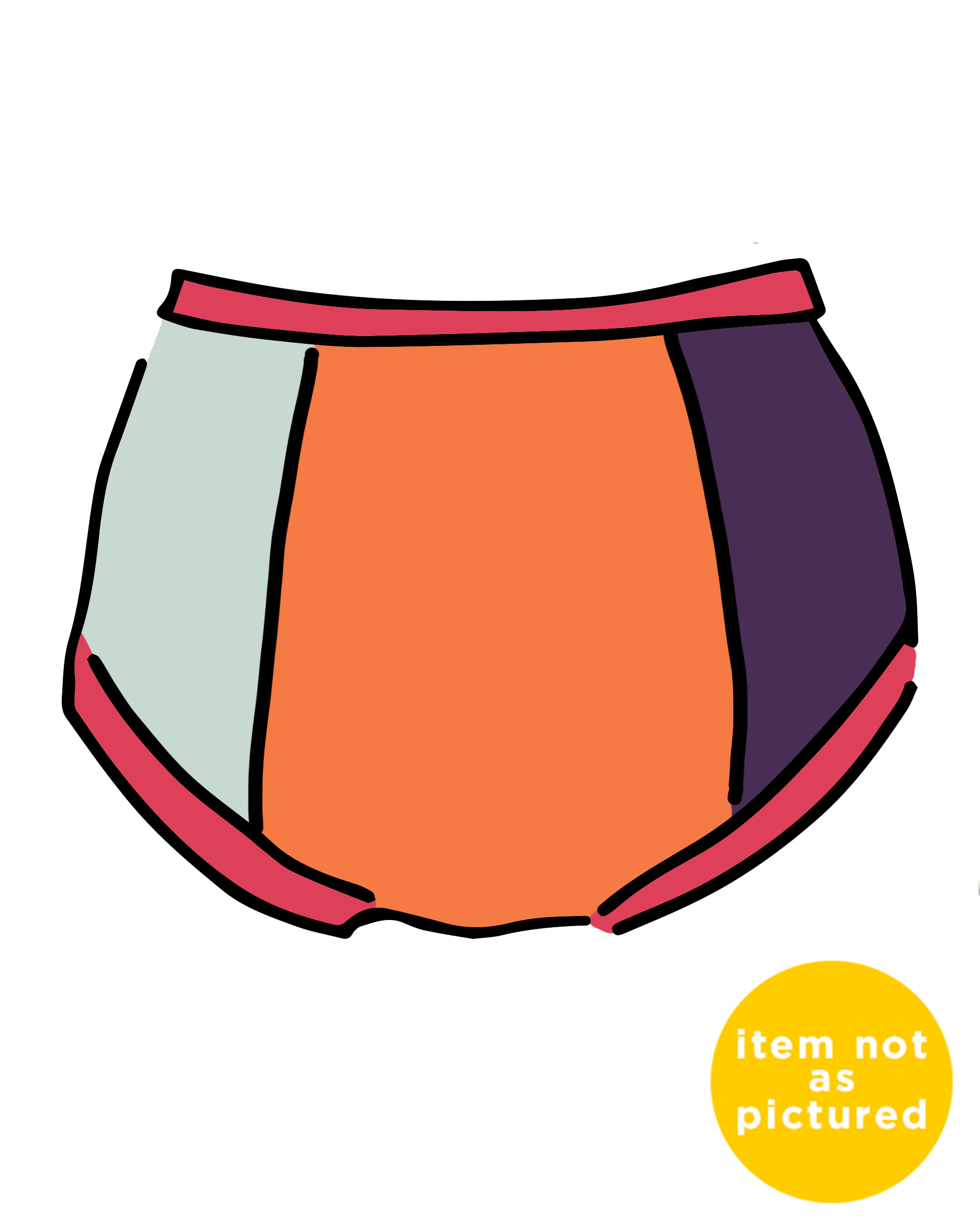 Drawing of Thunderpants Panel Pants Original style underwear in Color Block Scraps - various solid colors.