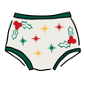 Drawing of Thunderpants Original style underwear in Holly Holiday handprint.