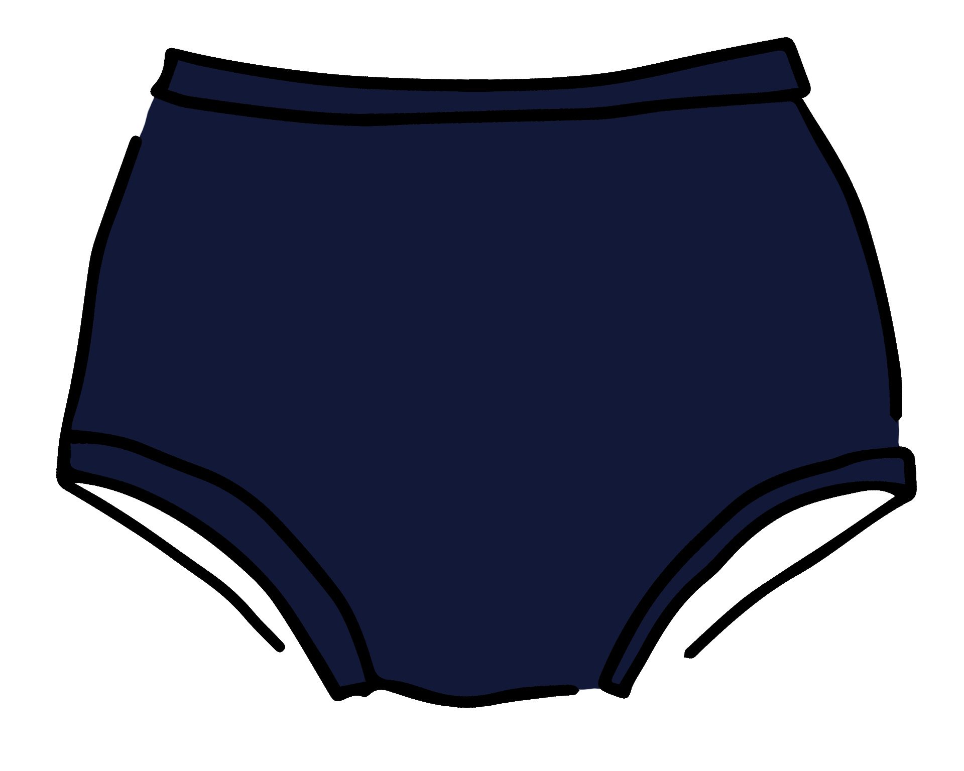 Drawing of Thunderpants Original style underwear in Indigo blue.