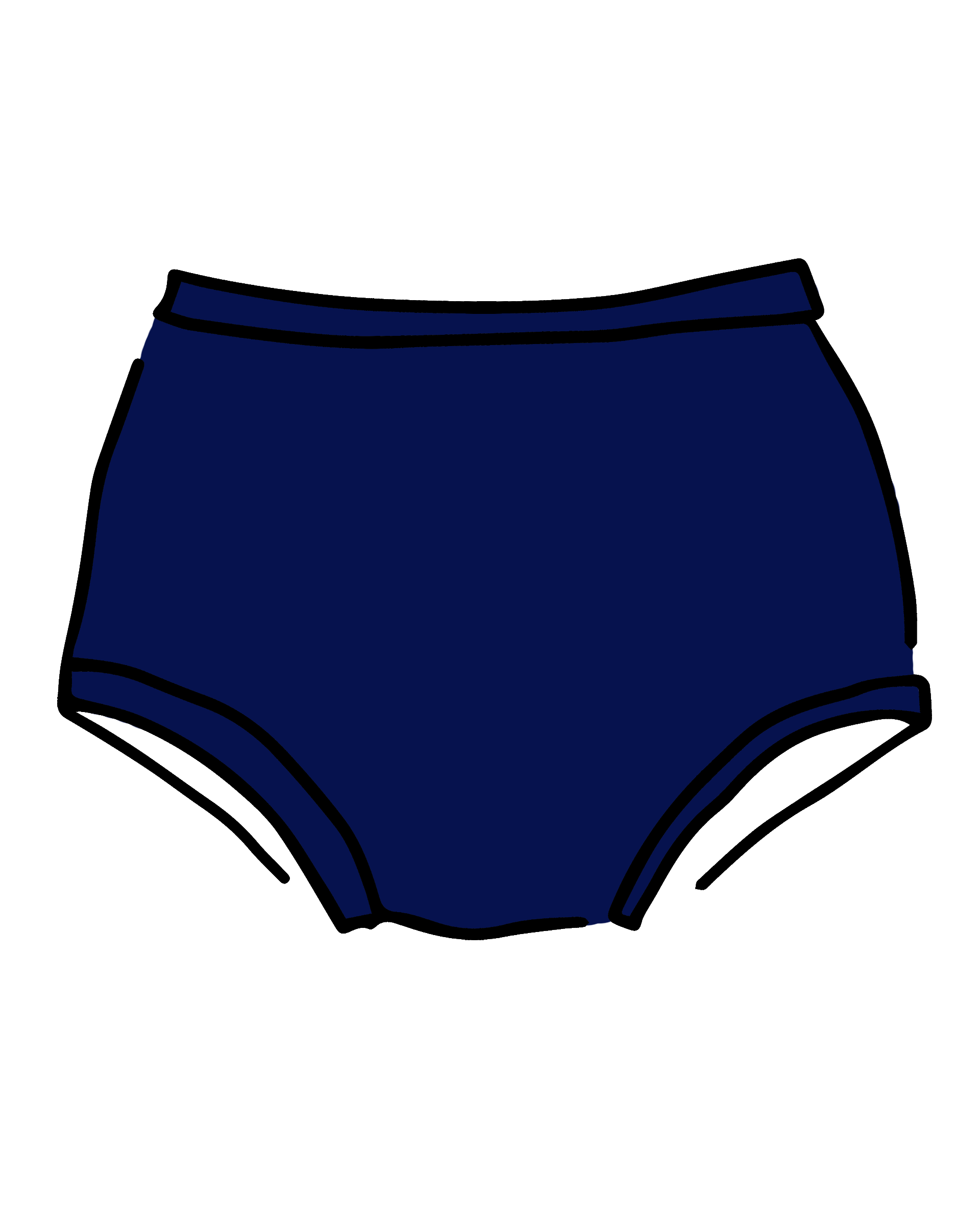 Drawing of Thunderpants Original style underwear in Indigo.