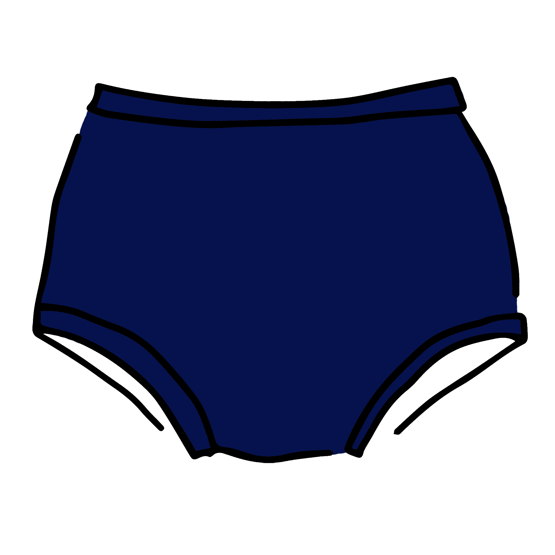 Drawing of Thunderpants Original style underwear in Indigo.