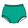 Drawing of Thunderpants Original style underwear in Peacock Green.