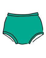 Drawing of Thunderpants Original style underwear in Peacock Green.