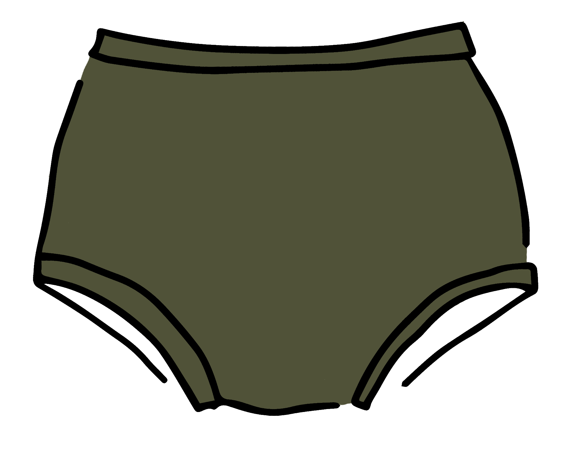 Drawing of Thunderpants Original style underwear in Pickled Green.