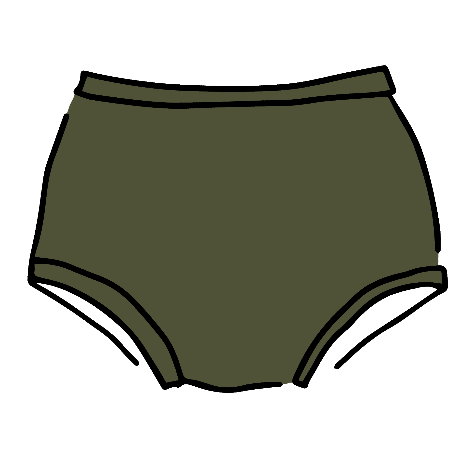 Drawing of Thunderpants Original style underwear in Pickled Green.
