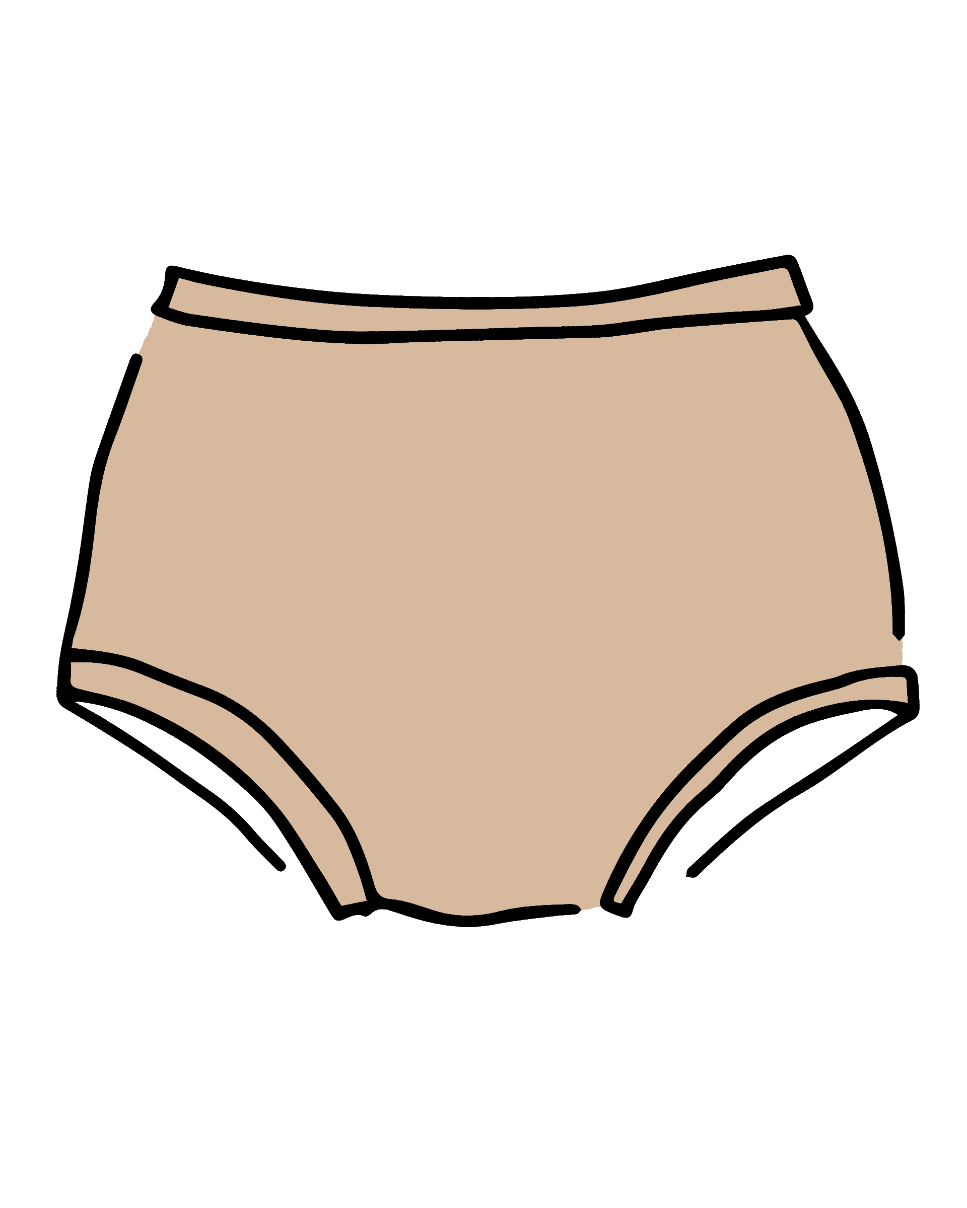 Drawing of Thunderpants Original style underwear in Pine Nut - lighter tan color.