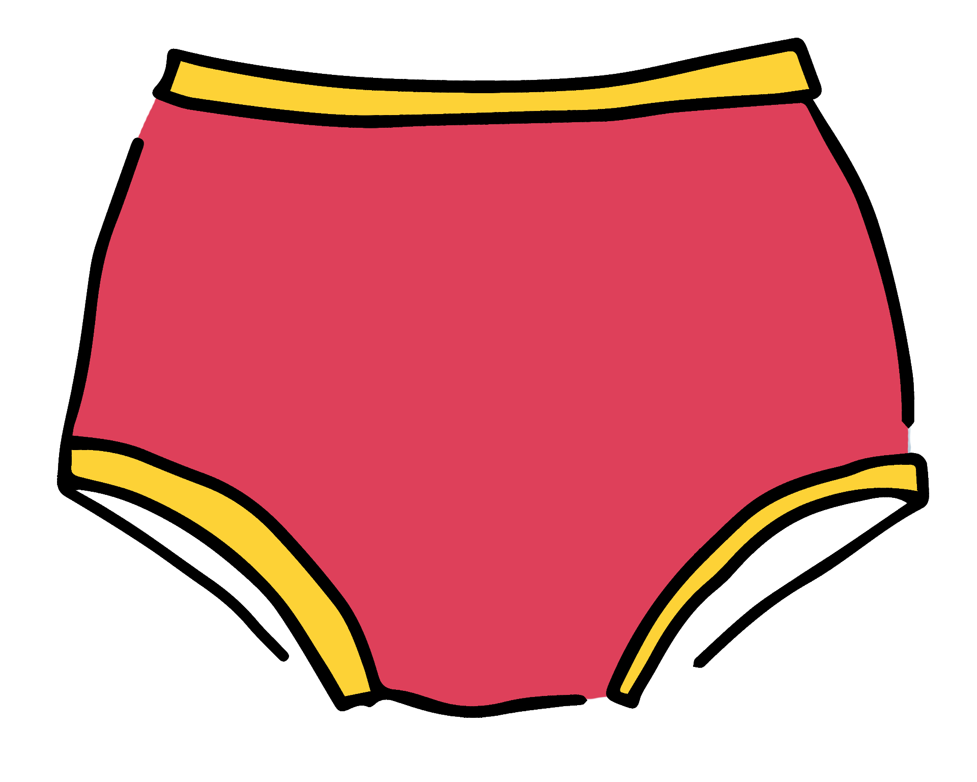 Drawing of Thunderpants Original style underwear in pink with yellow binding.
