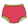 Drawing of Thunderpants Original style underwear in pink with yellow binding.
