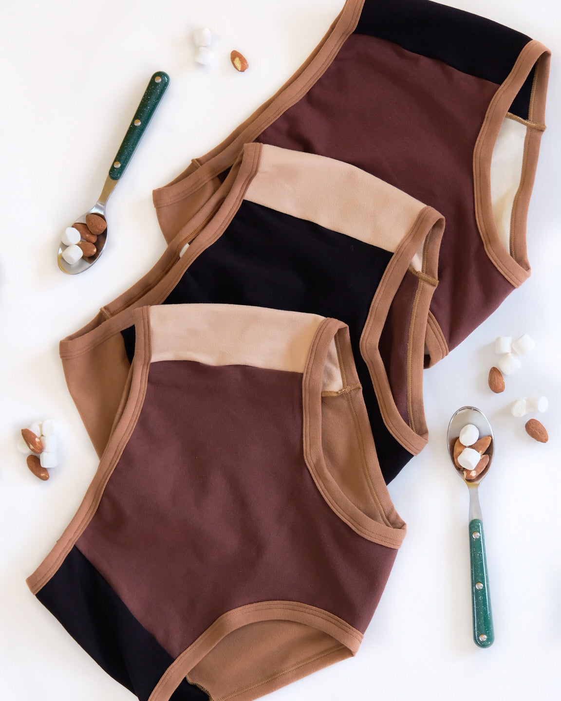 Flat lay of Thunderpants Original Panel Pants style underwear in Rocky Road - a mix of all our neutral colors.