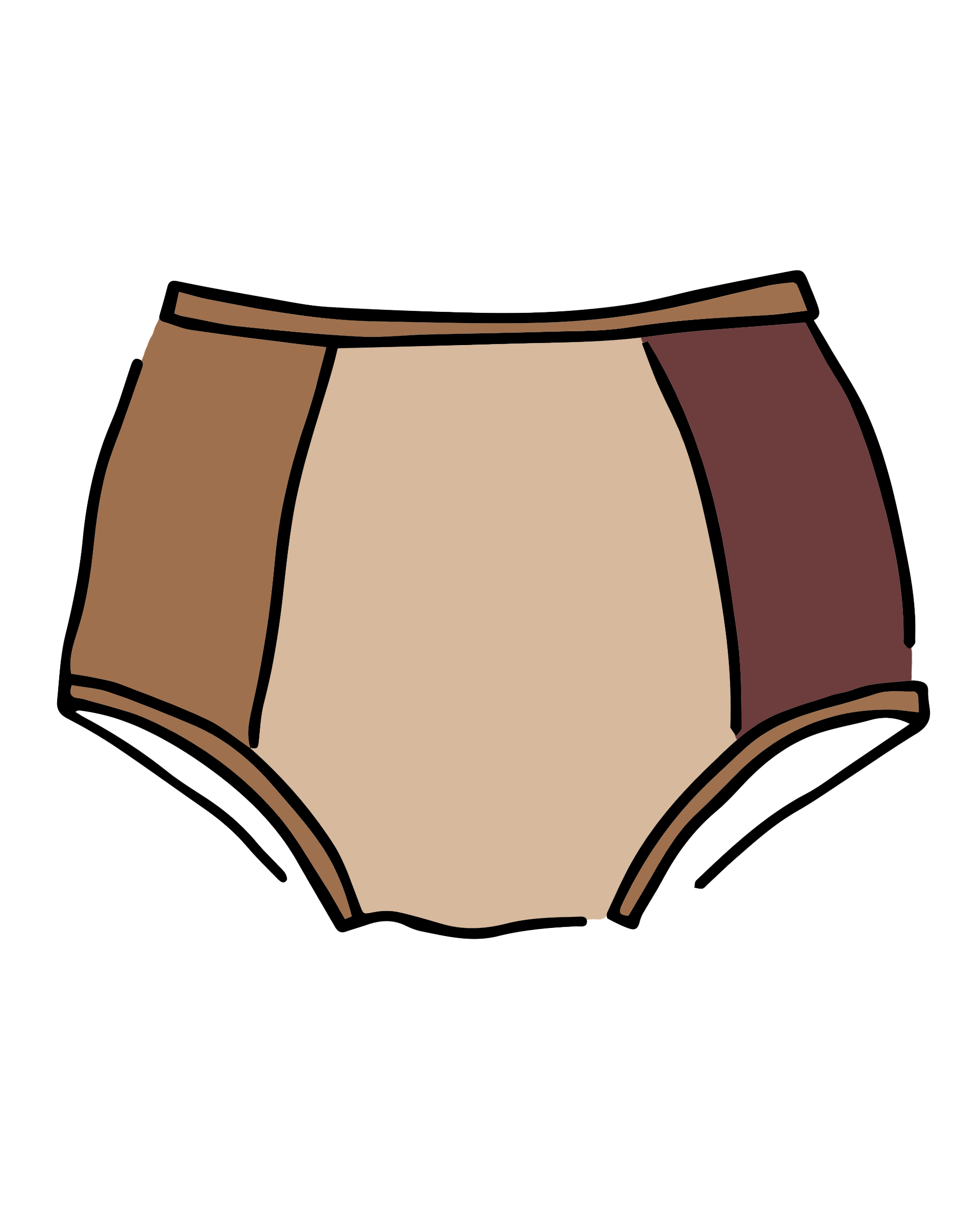 Drawing of Thunderpants Original Panel Pants style underwear in Rocky Road - a mix of all our neutral colors.