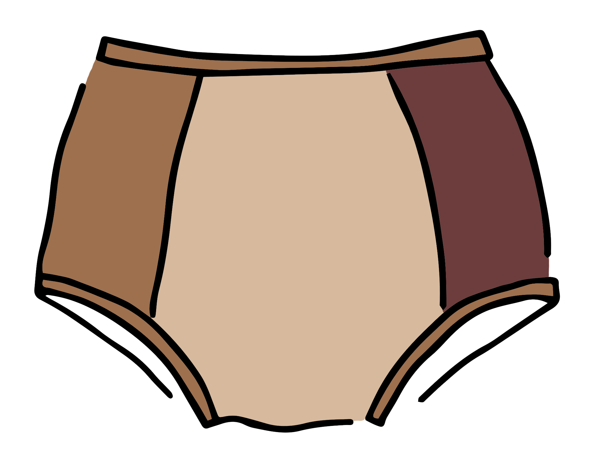 Drawing of Thunderpants Original Panel Pants style underwear in Rocky Road - a mix of all our neutral colors.