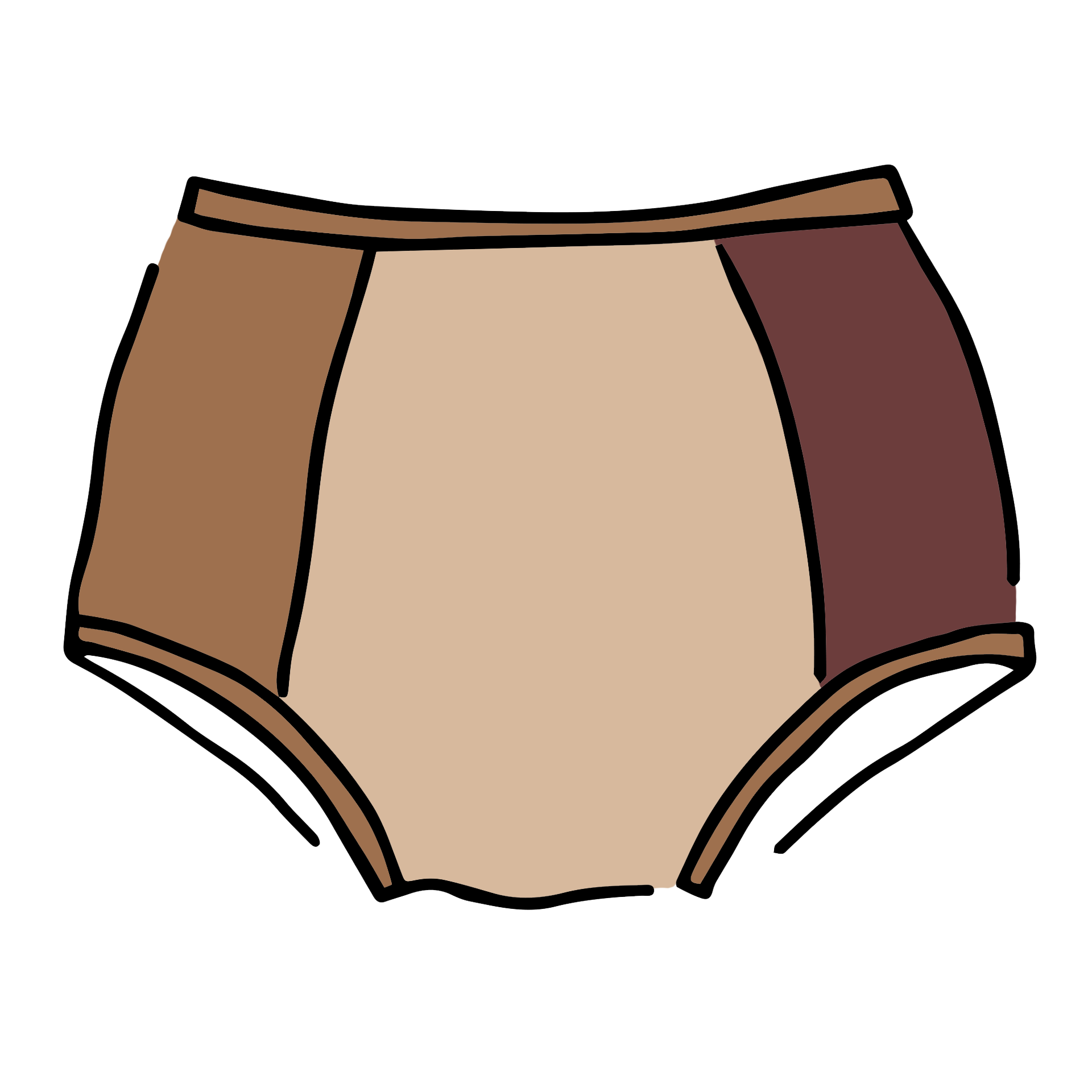 Drawing of Thunderpants Original Panel Pants style underwear in Rocky Road - a mix of all our neutral colors.
