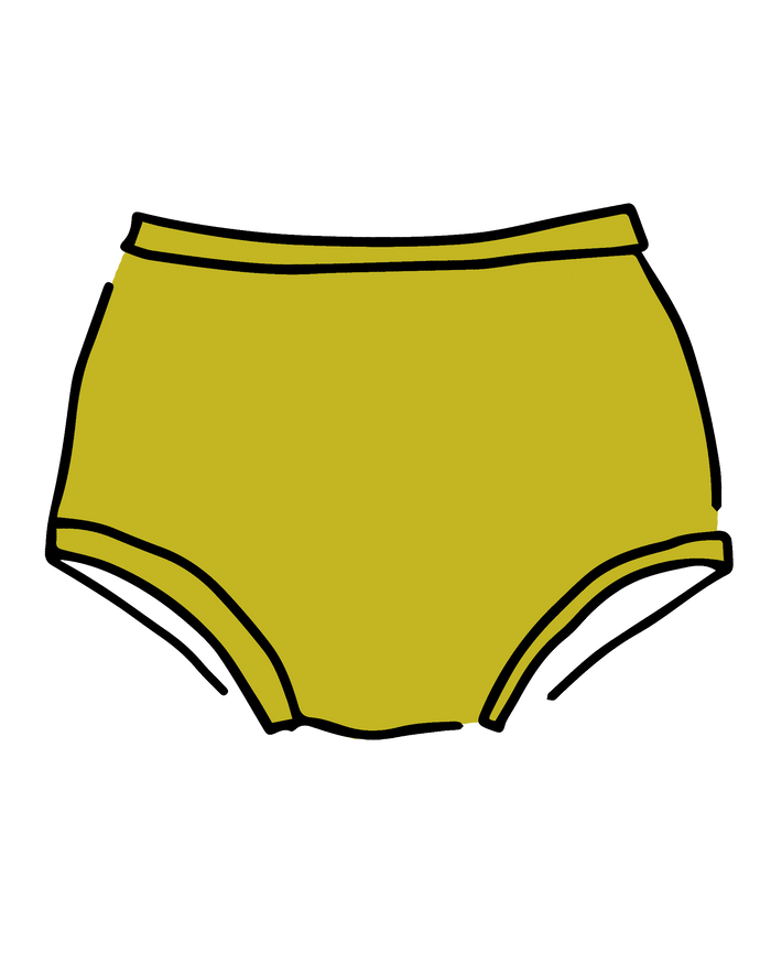 Drawing of Thunderpants Original style underwear in Star Fruit color - a chartreuse yellow.