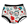 Drawing of Thunderpants Original style underwear in Inked Up - a tattoo pattern with black, red, and blue. 