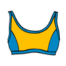 Drawing of Thunderpants US yellow and blue paneled Swimwear Top. 
