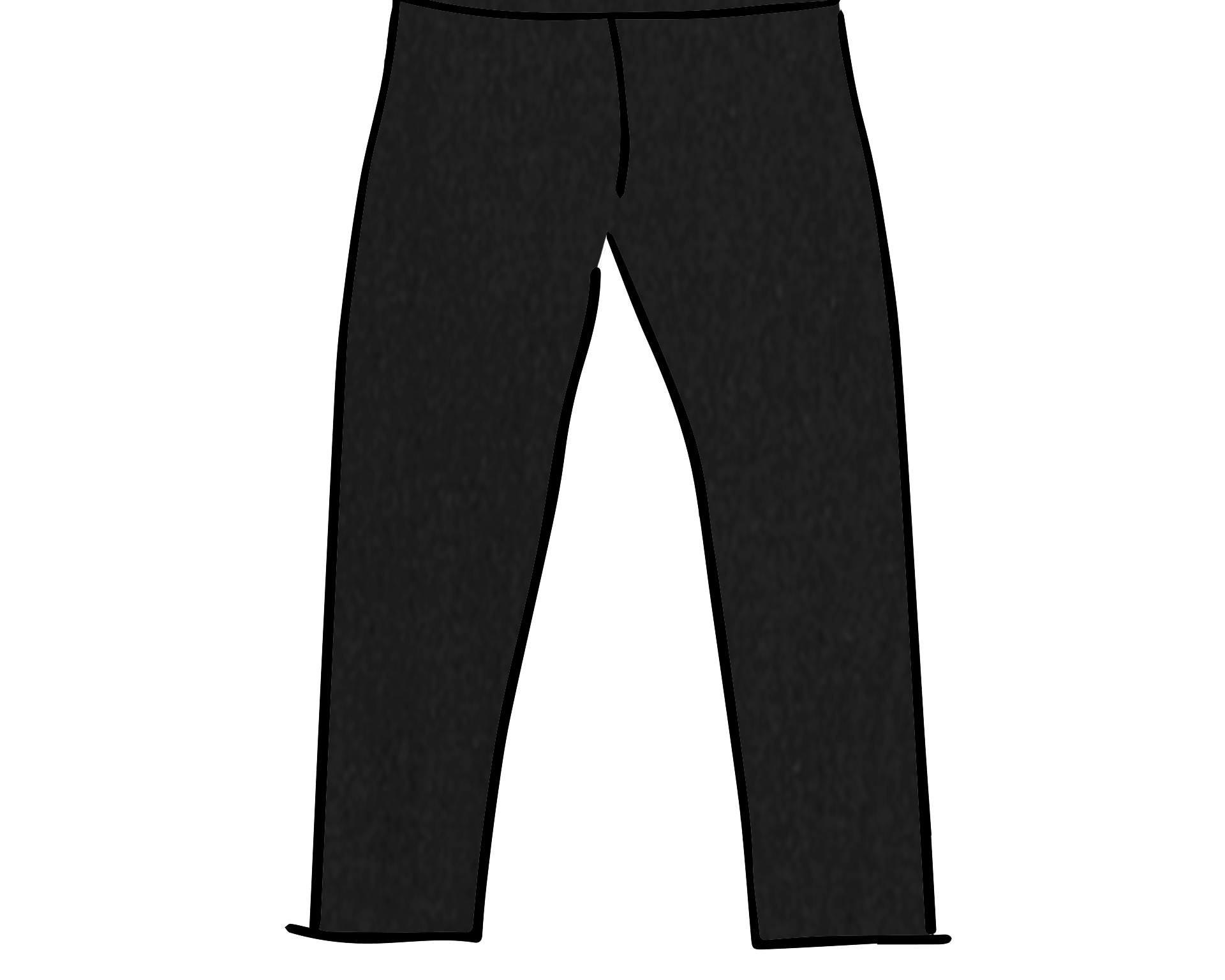 Drawing of Thunderpants 3/4 Leggings in Plain Black.