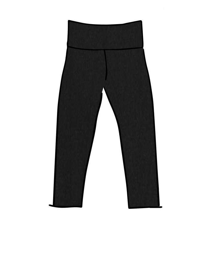 Drawing of Thunderpants 3/4 Leggings in Plain Black.