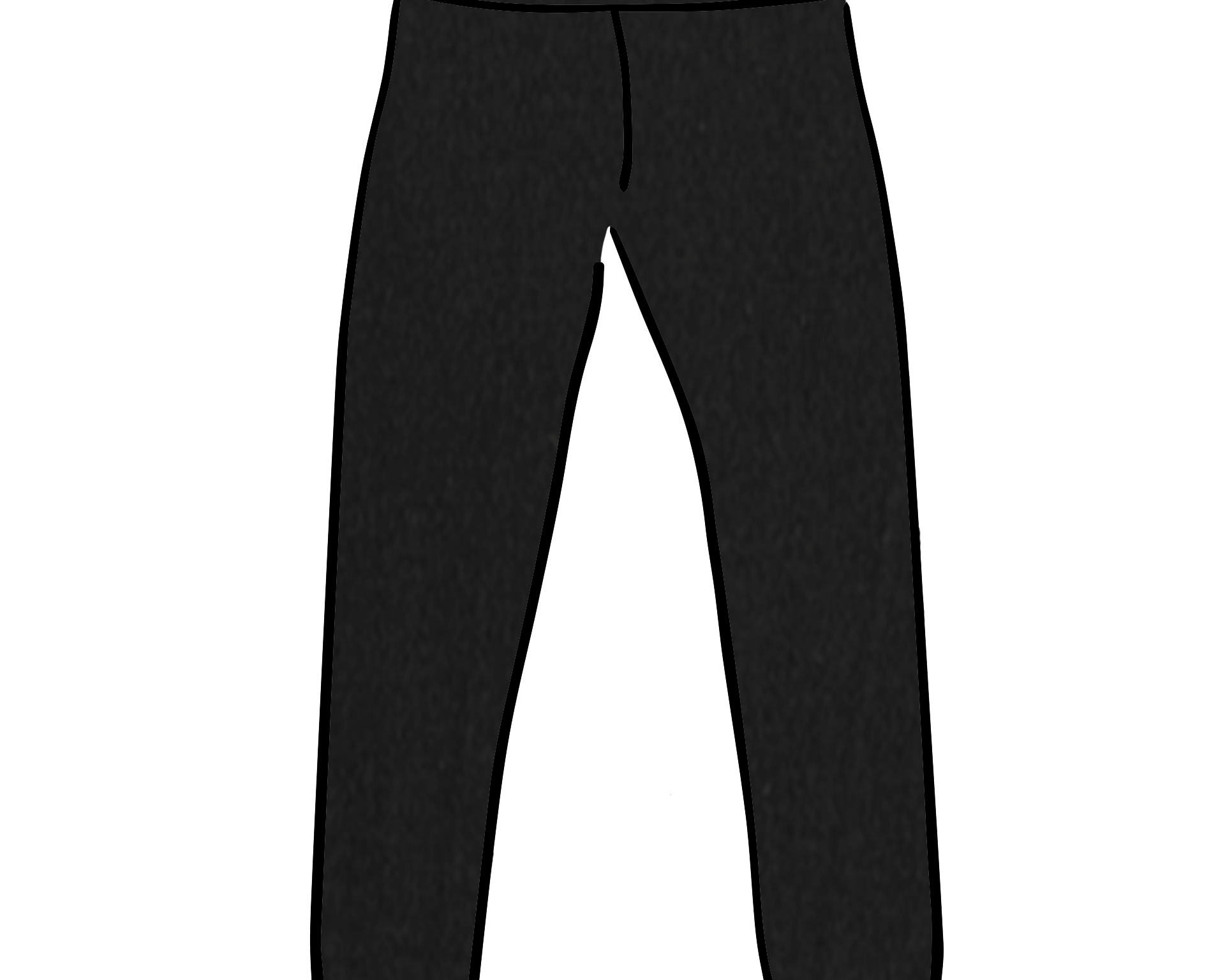 Drawing of Thunderpants Ankle Length Leggings in Plain Black.