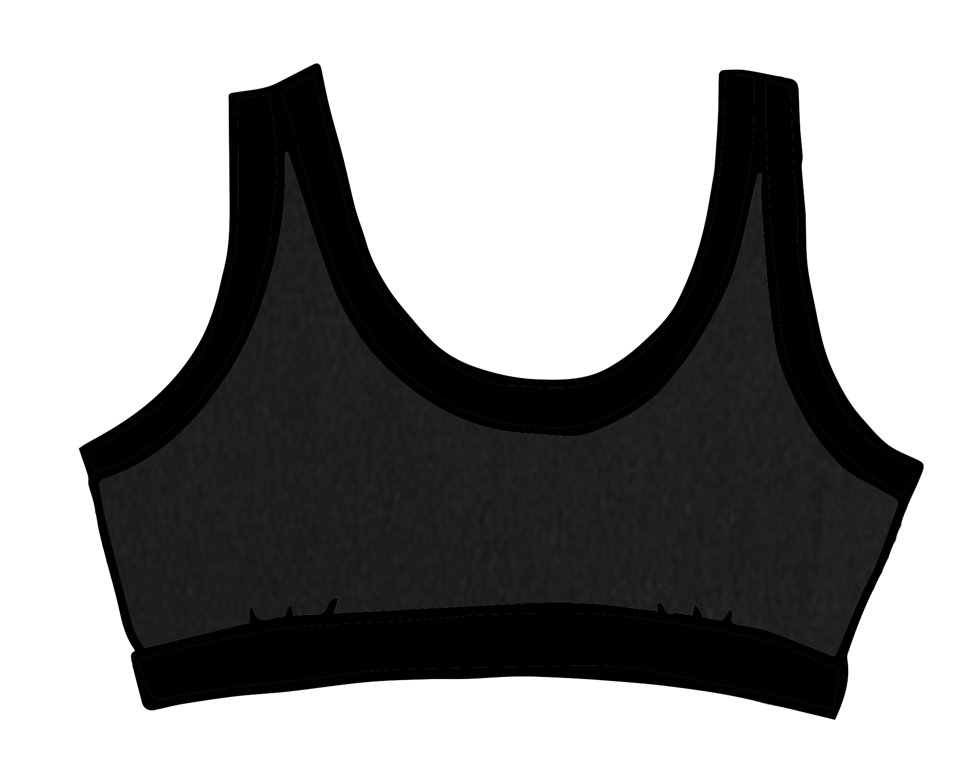 Drawing of Thunderpants Bralette in plain black.