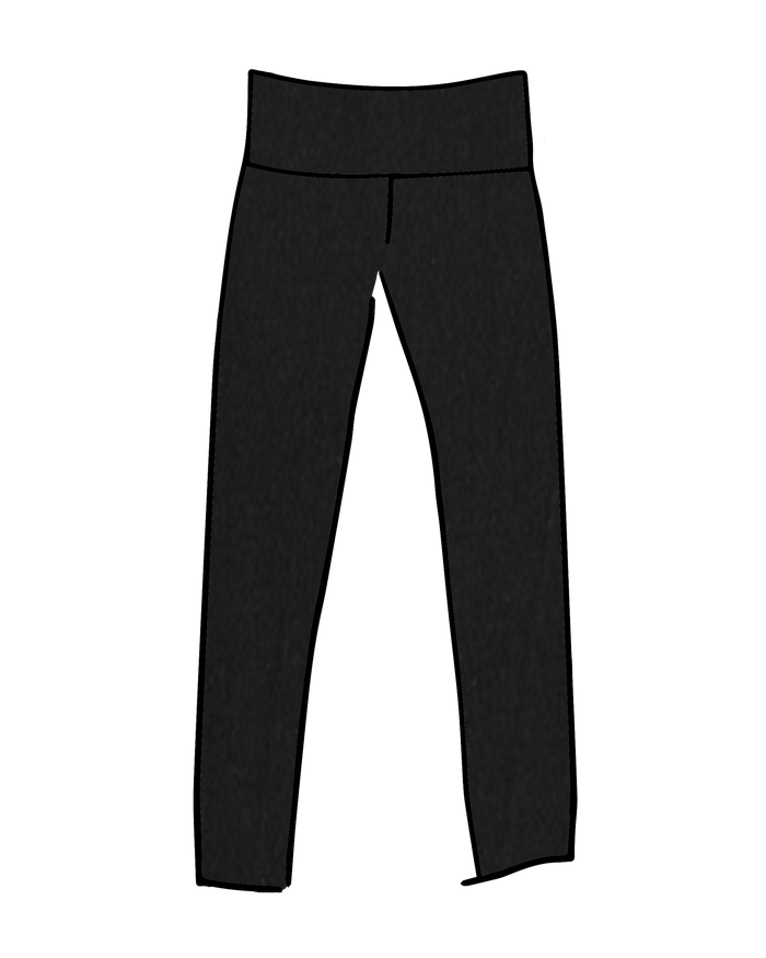 Drawing of Thunderpants Extra Long Leggings in Plain Black.