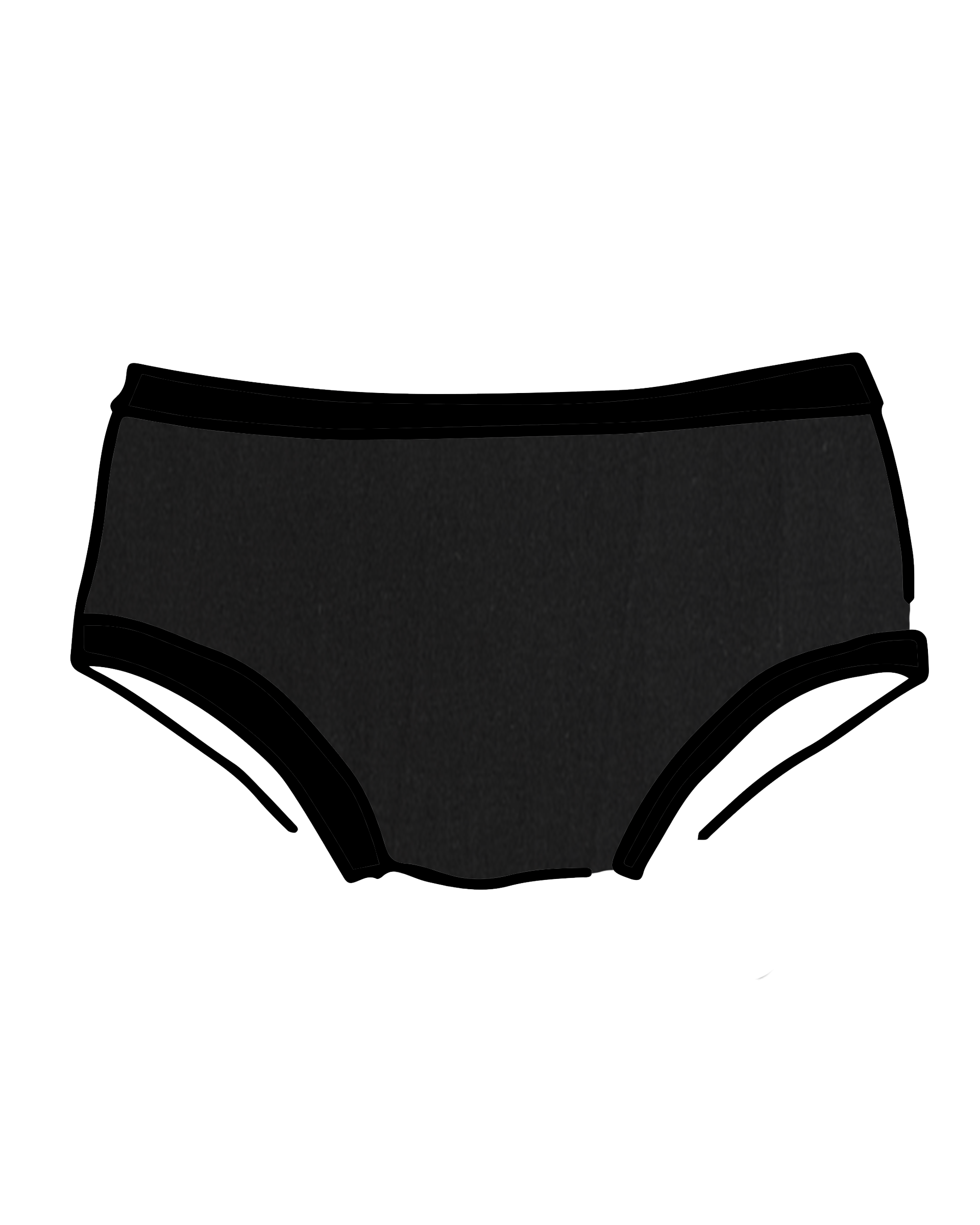 Drawing of Thunderpants Hipster style underwear in Plain Black.